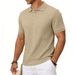 Men's Heavyweight Textured Jacquard Polo Shirt, Relaxed Fit Short Sleeve Top For Casual & Streetwear Looks_viptrois.com