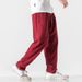 Spring and Summer Linen Pants Men's Loose Large Size Draped Wide-Leg Pants Fashionable Elegant Straight-Leg Wide-Leg Pants_viptrois.com