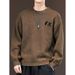 Loom Italian American Retro Heavyweight Crew Neck Knitted Men's Autumn Winter New Loose Lazy Pullover Sweater_viptrois.com
