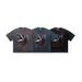 American-style Trendy Brand Washed And Distressed Doberman Print Short-sleeve Loose-fit T-shirt For Men_viptrois.com