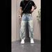 "Men's Distressed Straight Leg Jeans – Vintage Washed Blue Denim With Ripped Details, Trendy Instagram Style (Sizes M-XXXL)"_viptrois.com