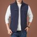 Reversible Fleece Vest For Men – Winter Warm Puffer Sleeveless Jacket With Stand Collar & Multi-Pockets (M-5XL)_viptrois.com