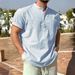 Men's Clothing Summer Hot Sale Men's Solid Color Casual T Shirt Short Sleeve Stand Collar Versatile Shirt_viptrois.com