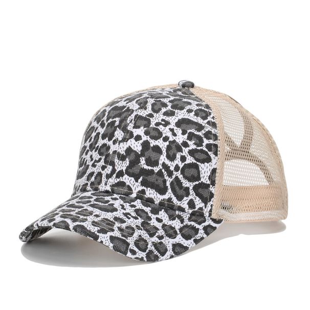 New Leopard Print High Ponytail Baseball Outdoor Fashion Sunshade Camouflage Mesh Curved Brim Duckbill Cap_viptrois.com