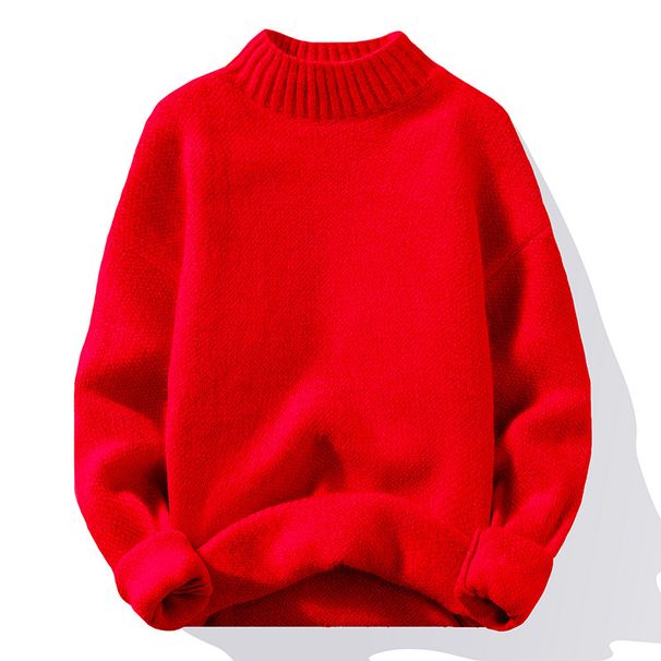 2023 New Autumn And Winter Men's Gold Mink Sweater Sweater Foreign Trade Solid Color Half Turtleneck Simple Casual Bottoming Shirt_viptrois.com