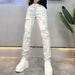 Ripped, Stylish, Light Colored Men's Jeans For Spring And Summer, Trendy And Versatile, Stretchy, Slim Fit, Youthful And Fashionable Brand Long Pants._viptrois.com