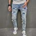 Men's Clothing 2024 New High-Quality Men's Worn-Out Stretch Jeans Skinny Jeans Men's Jeans_viptrois.com