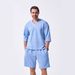 Men's Clothing Summer New Style Sweetheart Collar Casual Loose Short Sleeved Jacquard Outdoor Top Shorts Men's Suit_viptrois.com