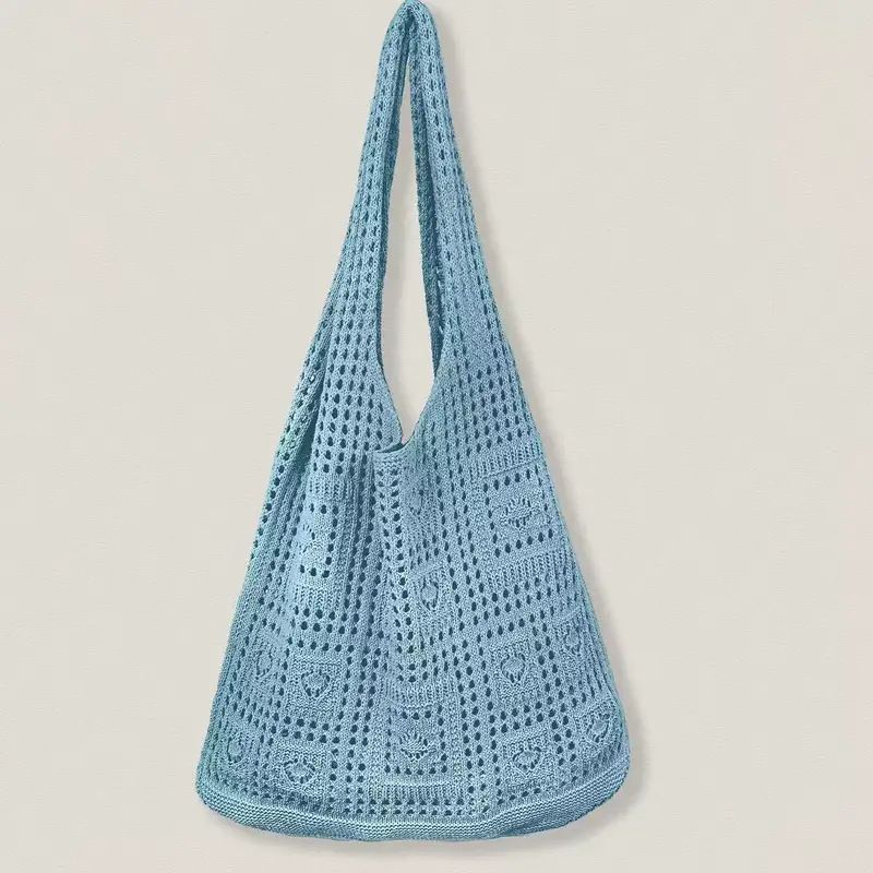 Women's Shoulder Bags Knitted Single-shoulder Bag, Women's Casual Commuting, Perforated Bag, Large-capacity Woven Handbag_viptrois.com