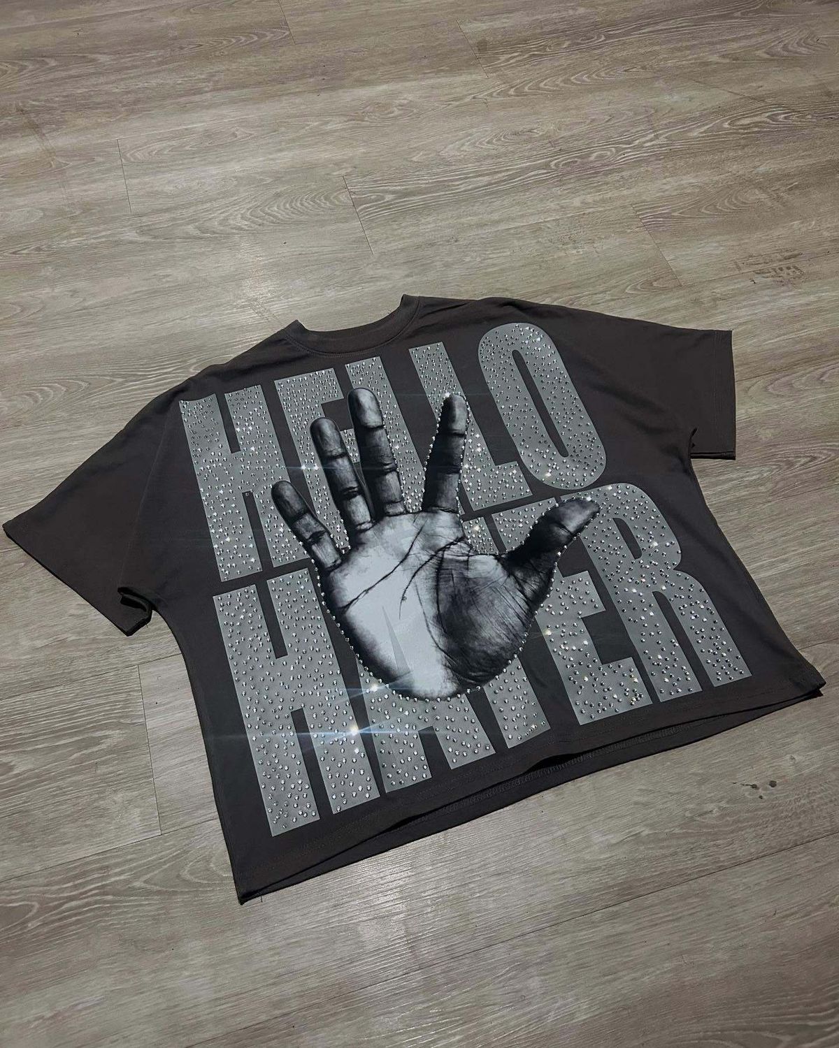 Men's Clothing Loose Hot Diamond Unisex Short Sleeved Tops T Shirts Harajuku Dark Retro Style Short Sleeved Tops_viptrois.com