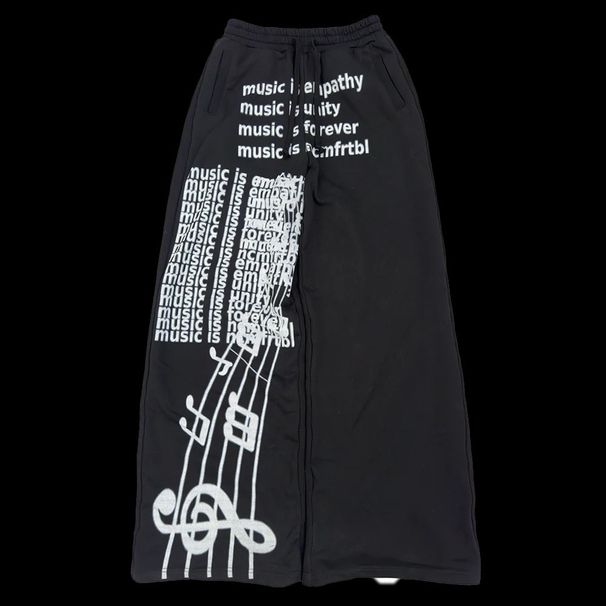 Men's Dark Print Hip Hop Kpop Street Dance Sweatpants European American Style Cross Border Casual Stretch Trousers_viptrois.com