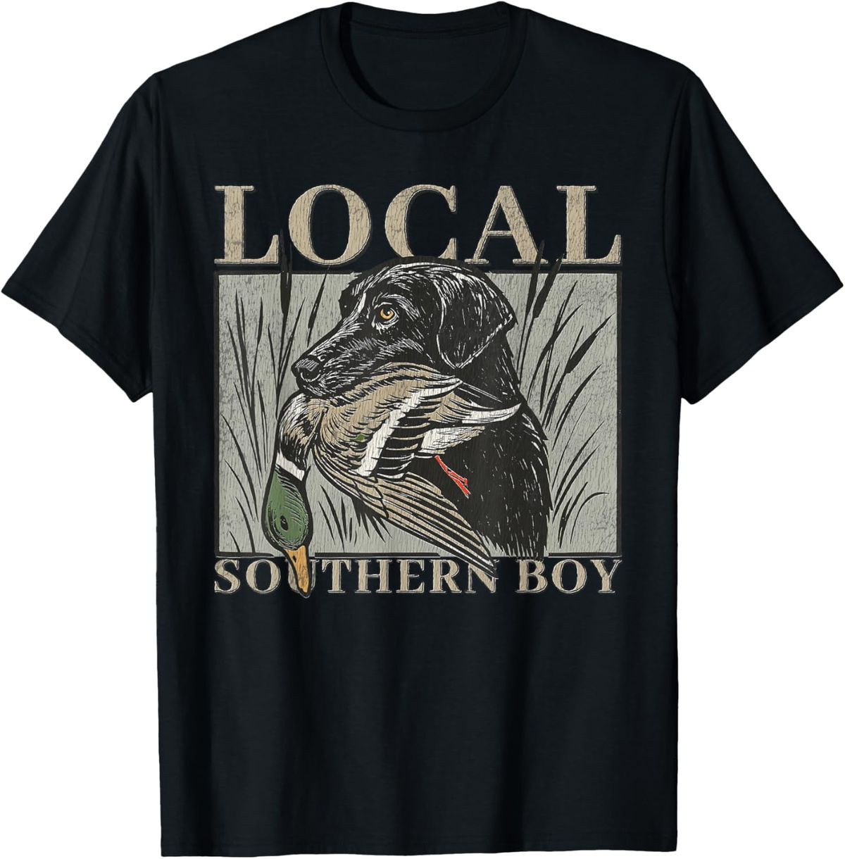 Camiseta Vintage Algodón 100% Local Para Niño Sureño, Caza De Patos, Laboratorio Negro, Al Aire Libre_viptrois.com
