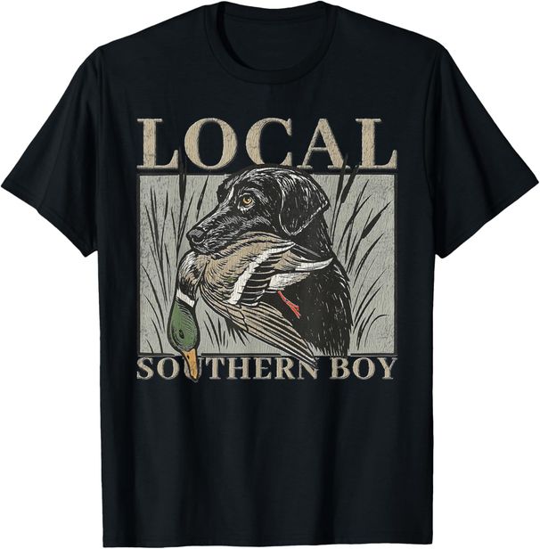 Camiseta Vintage Algodón 100% Local Para Niño Sureño, Caza De Patos, Laboratorio Negro, Al Aire Libre_viptrois.com