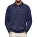Men's Long Sleeve V-Neck Button-Up Polo Shirt - Comfortable Stretch Fabric, Lightweight & Breathable, Casual & Business Wear, Multiple Colors & Sizes_viptrois.com
