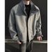 High-end Gray Stand Collar Woolen Coat For Men, And Winter American Retro Short Jacket, Men's Autumn Top_viptrois.com