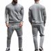 Men's Long Sleeved Two Piece Set Autumn Winter Casual Sports Jacket Sweatshirt Contrast Color Stand Collar Suit_viptrois.com