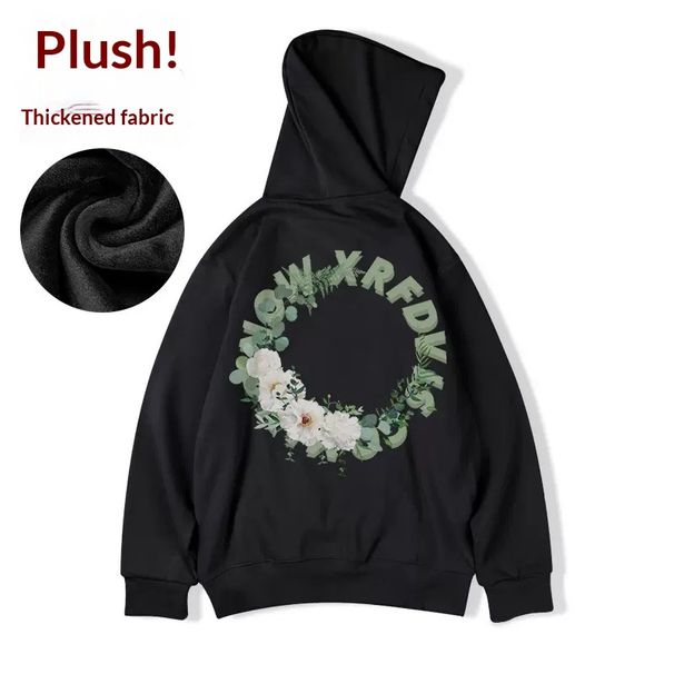 Loom Loom European American Brand Plus Size Men's Hoodie Spring And Autumn Fleece Lined Thickened Long Sleeve Wreath Trendy Loose_viptrois.com