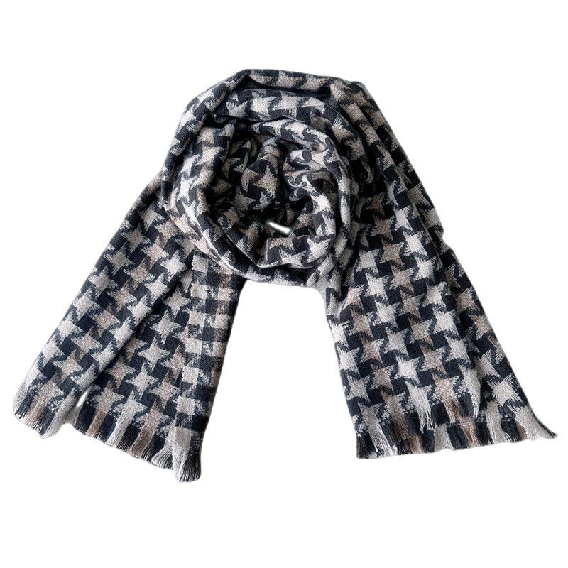 Unisex Women's autumn and winter thickened dual-purpose checkered bib scarf_viptrois.com