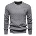 Men's Clothing High Quality Men's Sweater Pullover Deer Embroidery Solid Color Knitted Sweater_viptrois.com