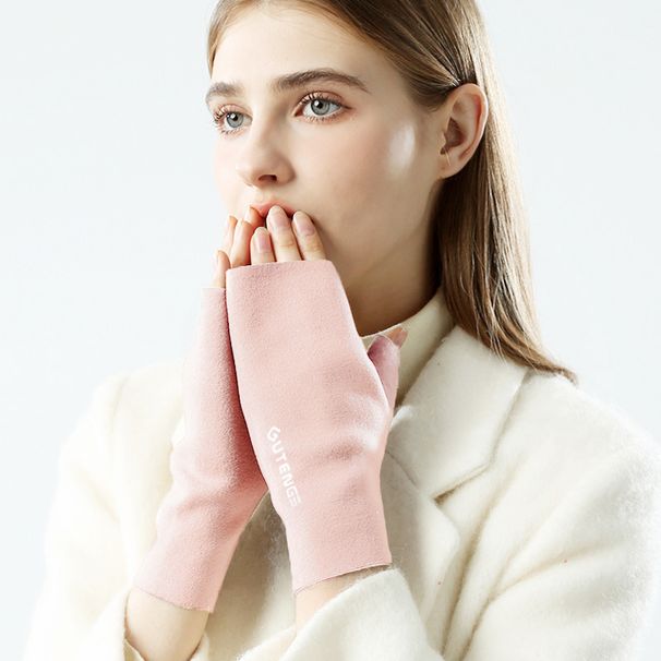 Autumn And Winter German Velvet Half Finger Gloves For Women Winter Student Writing Office Typing Exposed Five Fingers, And Velvet Warm Gloves_viptrois.com