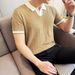 Men's Summer Short-Sleeve Knit Shirt – Slim Fit Striped Polo With Embroidered Collar_viptrois.com