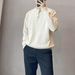 Premium Plus-Size Knit Sweater For Men - Classic Crew Neck Long Sleeve Pullover, Comfortable & Stylish Casual Wear (White, Black, Green, Beige)_viptrois.com