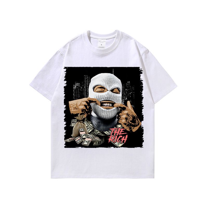 Men's Clothing Retro Spoof Oil Painting Printing Old Washed Long And Short Sleeve T Shirts_viptrois.com