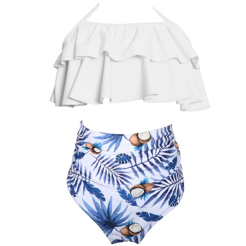 Family swimsuit Bikini Girls High waisted swimwear for girls_viptrois.com