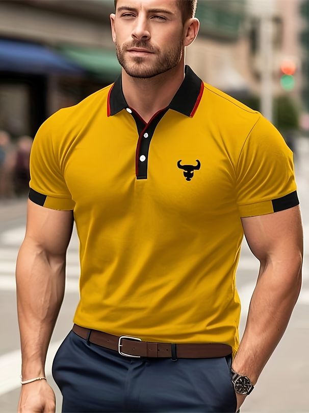 Men's Clothing Casual Fashion Fresh And Simple Summer Short Sleeved Button Polo Shirt_viptrois.com