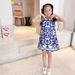 Mother & Kids New Children's Skirt Girls Blue And White Porcelain Dress Sleeveless Vest Skirt_viptrois.com