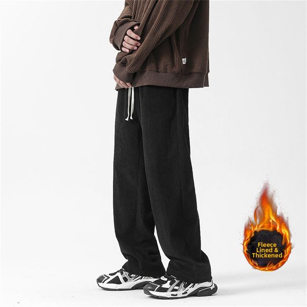 Winter Wide Leg Pants for Men Heavyweight Flow Straight Casual Solid Color Japanese Style Loose Sports Sweatpants Autumn_viptrois.com