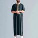 Men's Clothing New Middle Eastern Retro Muslim Mid Sleeve Embroidery Ethnic Style Moroccan Men's Robe Side Pockets_viptrois.com