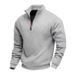 Men's Fleece-Lined Quarter-Zip Pullover Sweatshirt – Warm & Stylish Casual Winter Wear (S-XXXL, Solid Colors)_viptrois.com