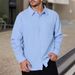 Spring And Autumn New Men's Solid Color Lapel Pocket Button Fashion All Match Loose Long Sleeve Shirt_viptrois.com
