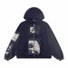 Illustration Sticker Zipper Washed Old Loose Hooded Cardigan Sweater Men_viptrois.com