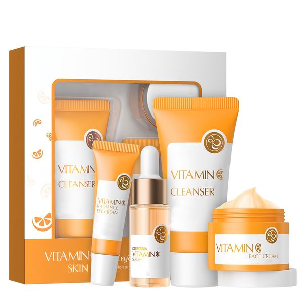 Vitamin C Christmas For Girls Women, 4pcs/5pcs Skin Set Cleanser + Eye Serum+ Facial Cream, New Year Gift_viptrois.com