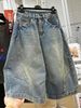Men's Clothing Men's Distressed Washed Denim Capri Pants Deconstructed Cutaway Curved Blade Mid Length Loose Wide Leg Shorts_viptrois.com