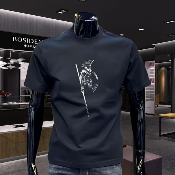 Nueva Verano Impresa Para Hombres Manga Corta, Cuello Redondo, Algodón Puro, Media Manga, Tendencia Juvenil, Ancora_viptrois.com