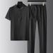 Men's Clothing Summer High End Pleated Thin Men's Casual Sports Suit Chinese Style High End Slim Short Sleeve Two Piece Suit_viptrois.com