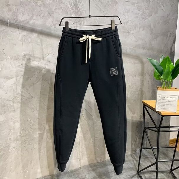 Men's Clothing Autumn And Winter New Knitted Ribbed Ankle Sweatpants Men's Trendy Black Slim Fitting Casual Trousers Men_viptrois.com