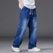 Men's Plus Size Relaxed Fit Straight Leg Jeans - High Waist Stretchy Comfort For Big & Tall Gentlemen (XL-8XL, Multiple Colors)_viptrois.com