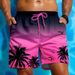 Men's Clothing Fashion Gradient Pattern Beach Shorts Men's Coconut Tree 3D Printing Swimming Trunks Summer Hawaiian Shorts Loose Version_viptrois.com
