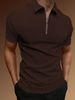 Men's Half-Zip Polo Shirt – Breathable Cotton Blend, Short Sleeve Casual & Sporty Top For Summer_viptrois.com