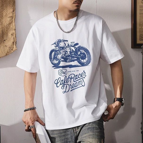 Men's And Women's Printed T-shirts Casual Tops Cotton Crew Neck Short-sleeved T-shirts Couple Summer American Crew Neck Loose_viptrois.com