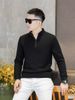 Autumn Winter Men's Fashion Casual Stand Collar Half-Zip Cashmere Modal Fleece Long Sleeve Sweatshirt, Classic Versatile_viptrois.com