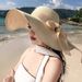 Extra Large Straw For Women, Summer Bowknot Sunshade Protection Beach Vacation Wide Brim Sun Hat_viptrois.com