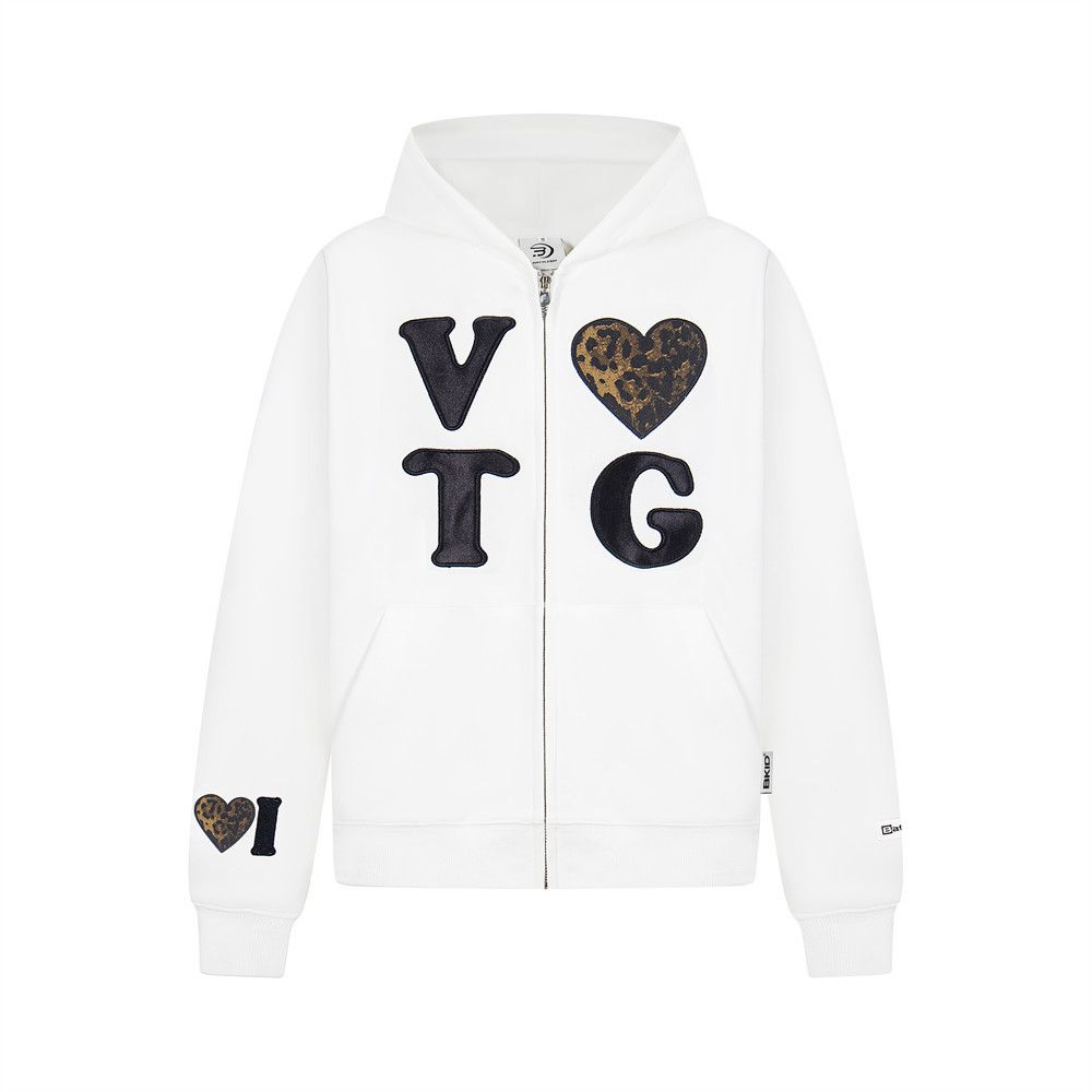 Hooded Sweatshirt Trendy American Style Creative Design Heart Letter Patch Embroidery Loose Casual Sports Shirt Unisex_viptrois.com
