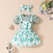 Mother&Kids Baby girl summer short-sleeved top with suspenders skirt casual girl flower fruit casual skirt set_viptrois.com