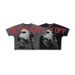 American-style Washed Distressed Short T-shirt With All-over Oversized Print Design And One-piece Raglan Cut_viptrois.com