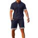 Summer Men's Short Sleeved Polo Shirt And Shorts Set Casual Sports Two Piece Suit_viptrois.com